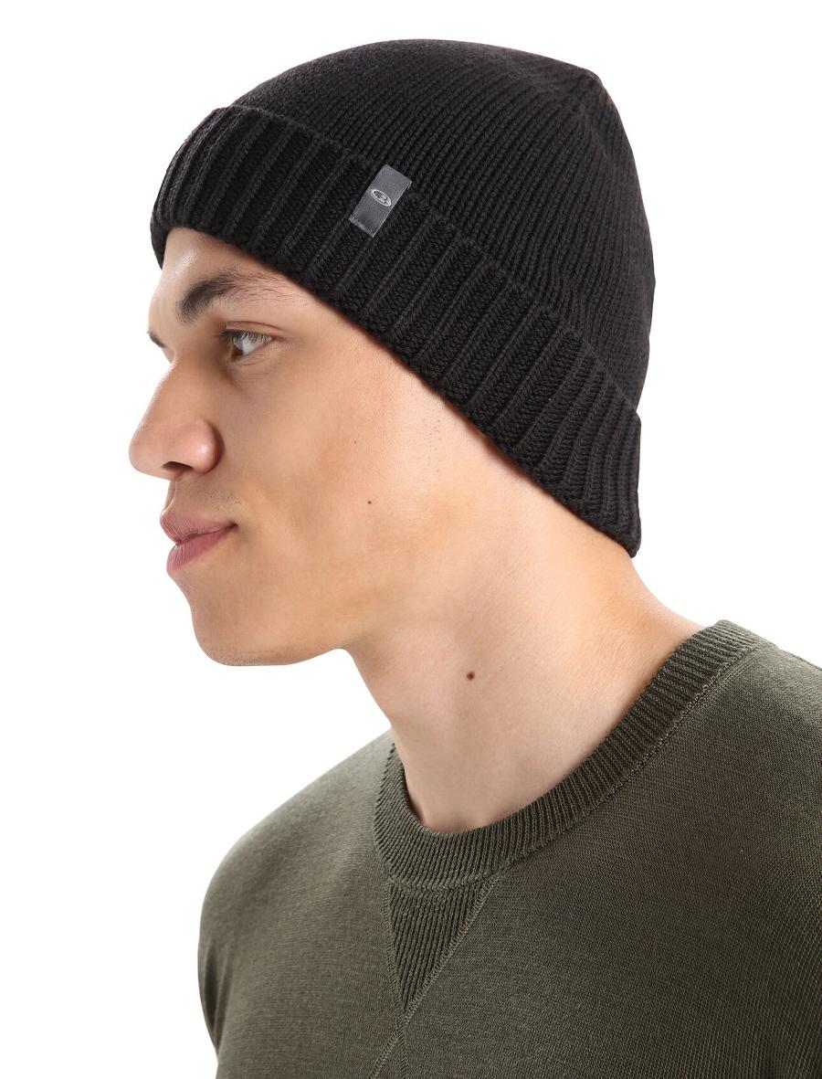 Icebreaker Unisex Merino Vela Cuff Beanie Miesten Hatut Mustat | FI 1090KORI